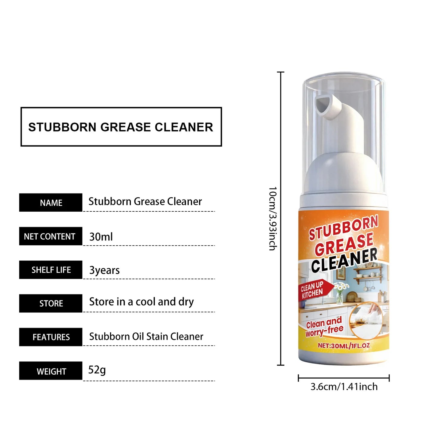 Kitchen Degreaser Foam Spray – Stove & Range Hood Cleaner