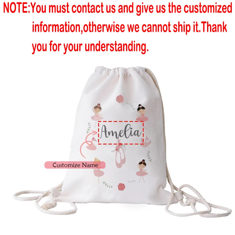 Personalized Ballet Drawstring Backpack | Custom Gift Bag for Girls