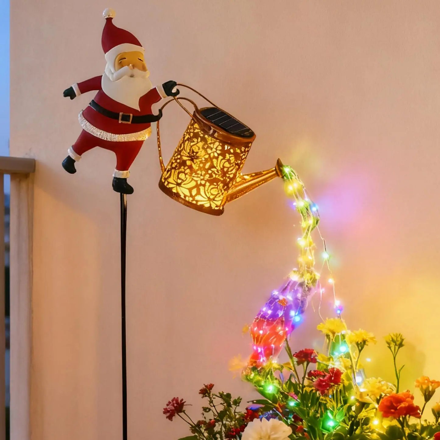 Solar Santa Watering Can Garden Light | Vintage LED Lantern