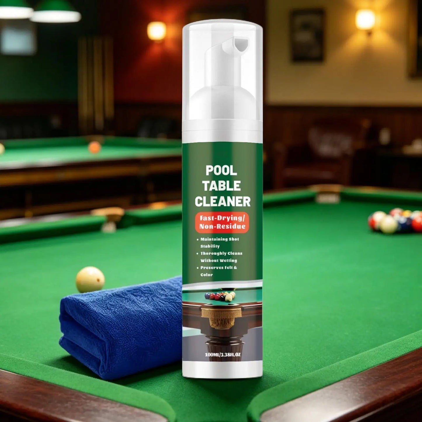 Pool Table Felt Cleaner 100ml Foam Spray with Towel | Billiard