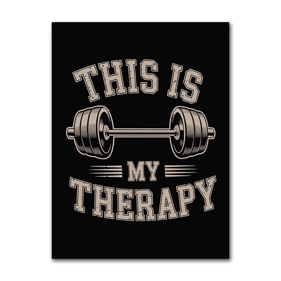 Barbell "This Is My Therapy" Canvas Wall Art | Gym Poster Canvas Wall Art Peaceful Pleasures Health and Wellness 82137-01 50x70cm Unframed