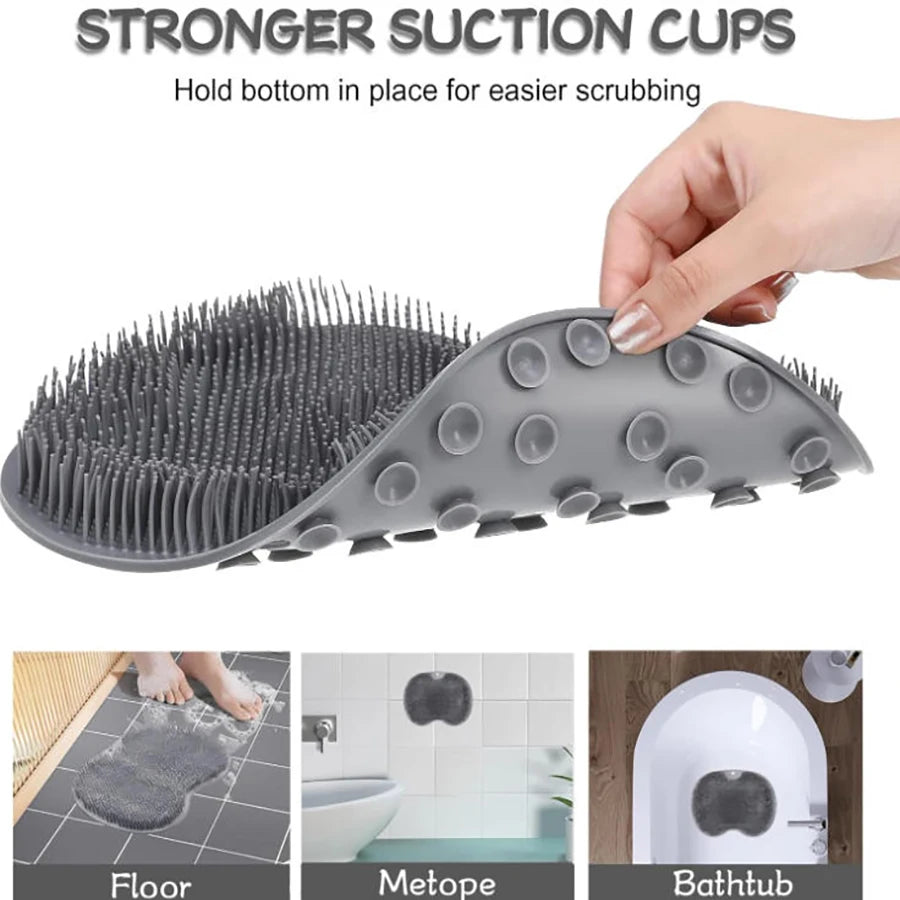 Shower Foot Scrubber & Wall Mounted Bath Massage Pad – Back Scrubber with Non-Slip Suction Cups to Improve Circulation