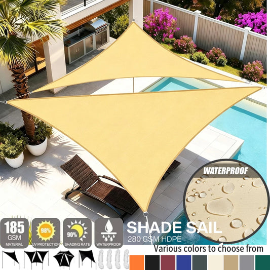 Triangle Sun Shade Sail 280 GSM 95% UV Block – Patio & Garden Triangle Shade Sail Peaceful Pleasures Health and Wellness