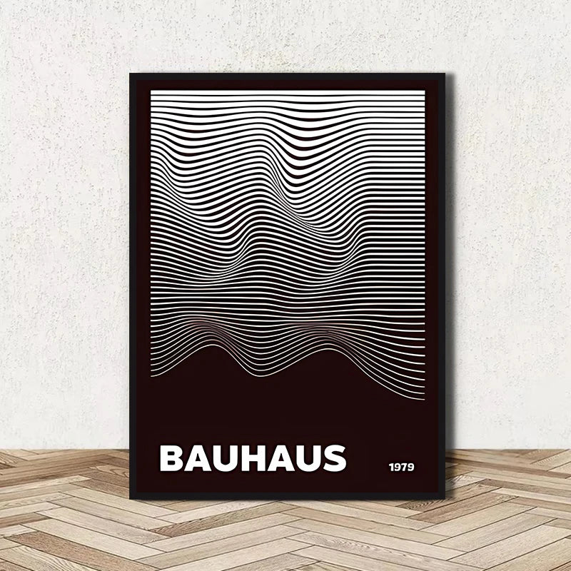 Abstract BAUHAUS art poster, line geometric pattern canvas art painting used for room wall and living room decoration, framel Peaceful Pleasures Health and Wellness