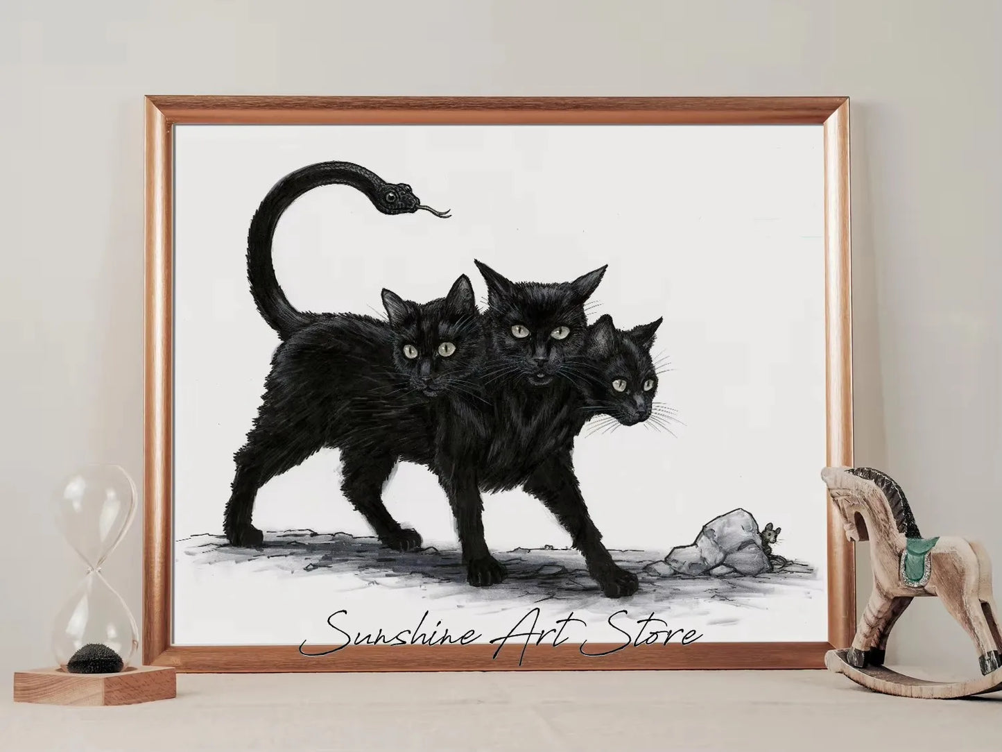 Witch Dark Goddess Black Magic Poster Canvas Printing Witch Black Cat Wall Art Decor Gothic Style Girls Room Bar Wall Decoration Peaceful Pleasures Health and Wellness ZLH5257 90x130cm No Frame