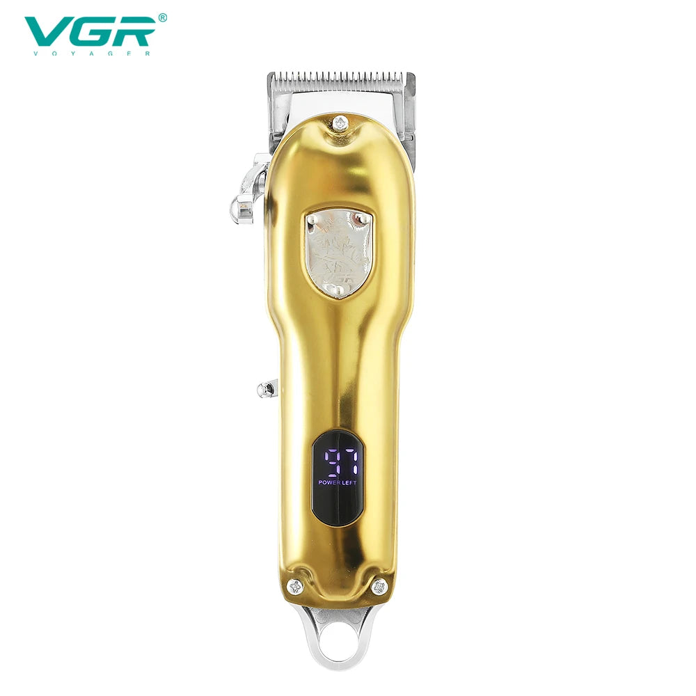 VGR metal hair trimmer electric hair clipper USB intelligent digital hair clipper hair salon home electric push shear V-652 Peaceful Pleasures Health and Wellness USB