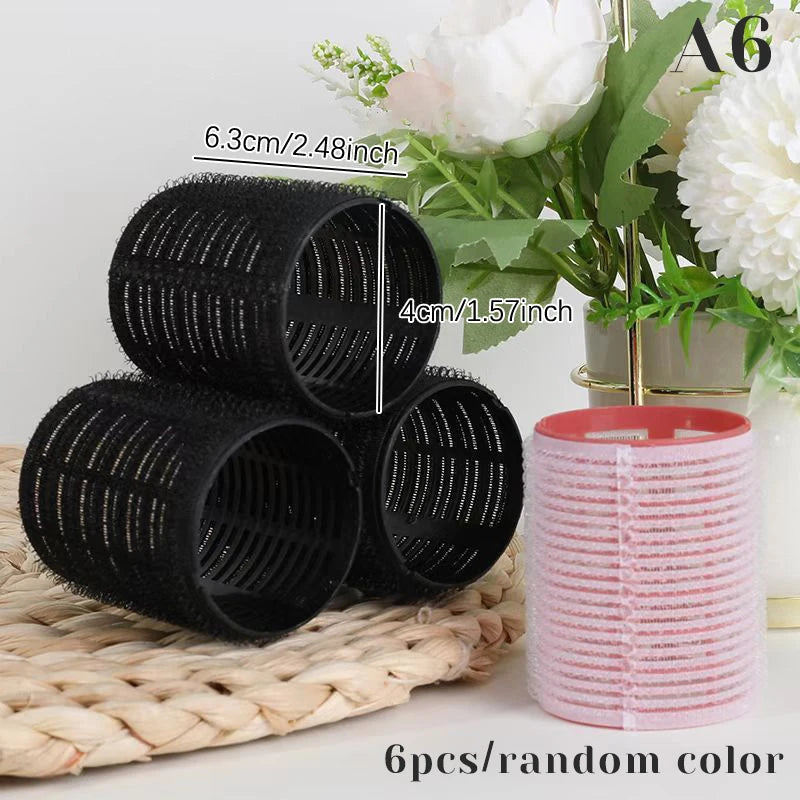 6-Piece Self Grip Heatless Hair Roller Set – Multi-Size Curlers