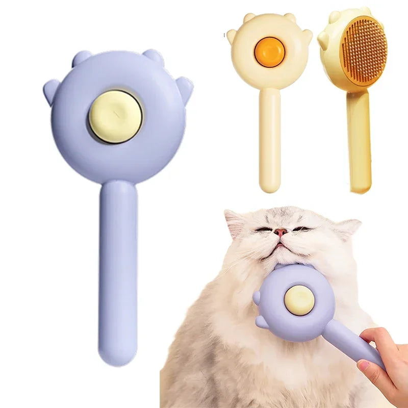 Self-Cleaning Pet Grooming Brush | Cat & Dog Deshedding Comb