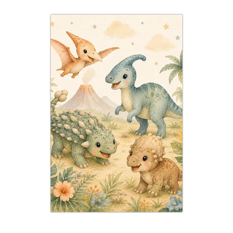 Jungle Animals Wall Art Safari Wildlife Canvas Painting Cute Cartoon Poster Print For Kids Room Nursery Wall Decor Peaceful Pleasures Health and Wellness 06 15x20cm No Frame China Mainland
