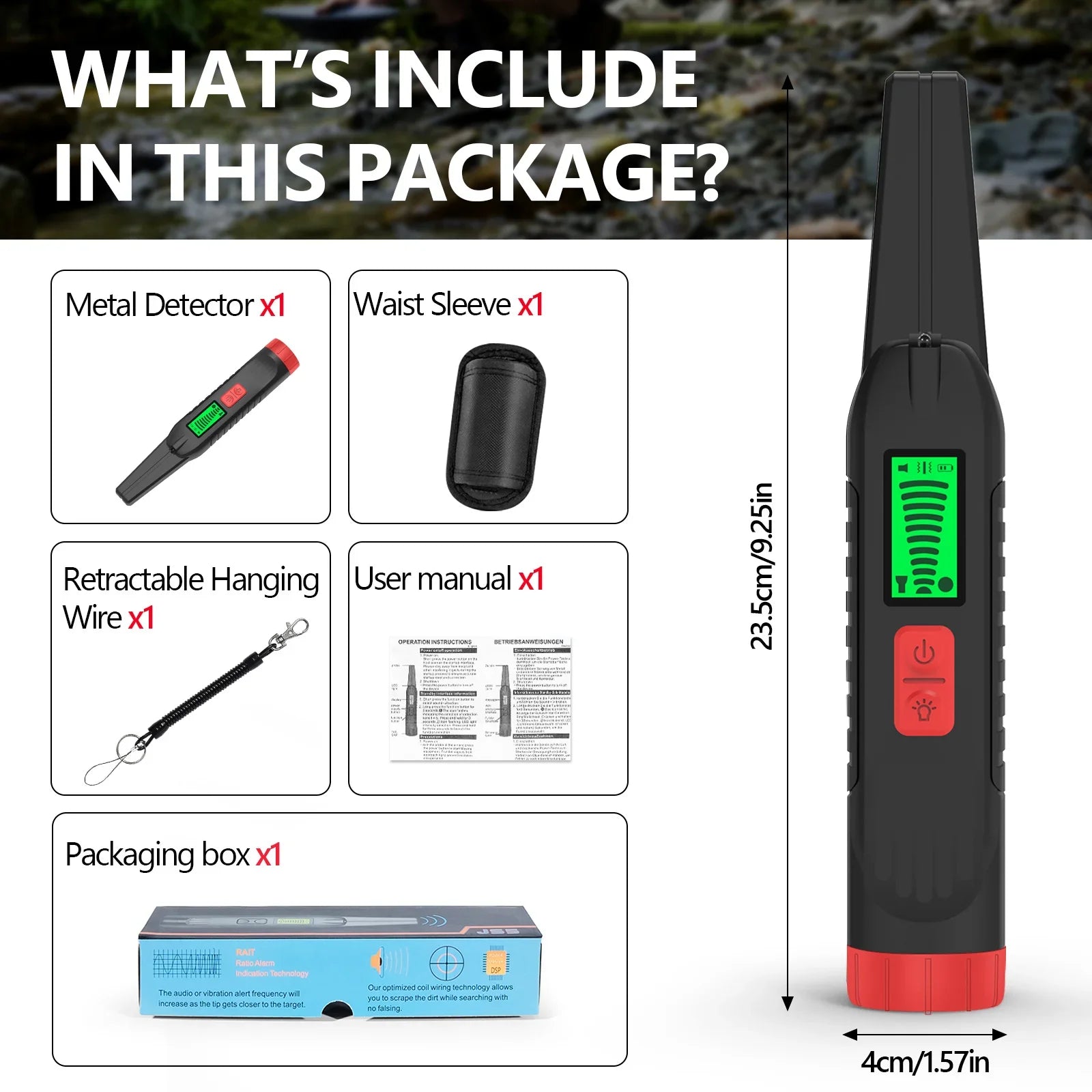 Professional Metal Detector with 360° Scan, Built-in Flashlight & LCD Display High Sensitivity Detector For Beach/Field Hunting Peaceful Pleasures Health and Wellness