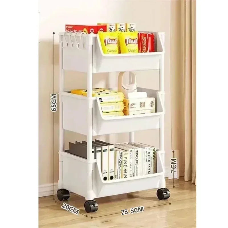 Rolling Multi-Layer Storage Shelf with Wheels – Kitchen, Bathroom & Bedroom Organizer Cart Peaceful Pleasures Health and Wellness 3-layer 1pc
