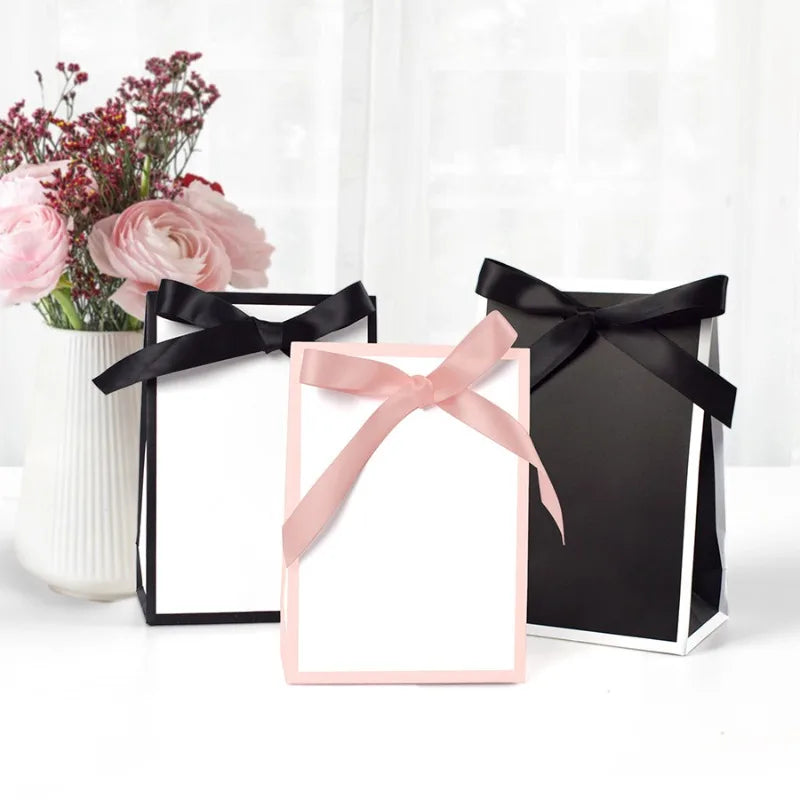 Black & White Bow Gift Bags | Party & Wedding Favors 10-20pcs