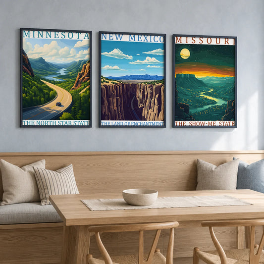 US State Travel Landscape Canvas Wall Art Poster Print Canvas Wall Art Print Peaceful Pleasures Health and Wellness