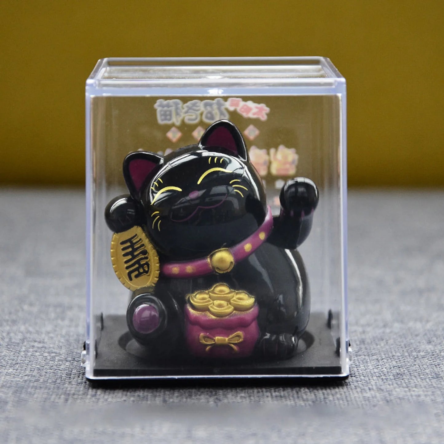 Solar Powered Luck Cat Waving Cat Solar Cat Solar Cute Waving Cat Good Luck Wealth Welcoming Cats Home Display Car Decoration Peaceful Pleasures Health and Wellness Black 23065E