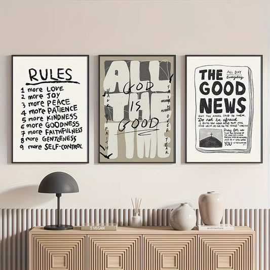 3-Piece Christian Inspirational Canvas Wall Art Set Canvas Wall Art Set Peaceful Pleasures Health and Wellness G4620-3pcs 30x40cm Wood Framed