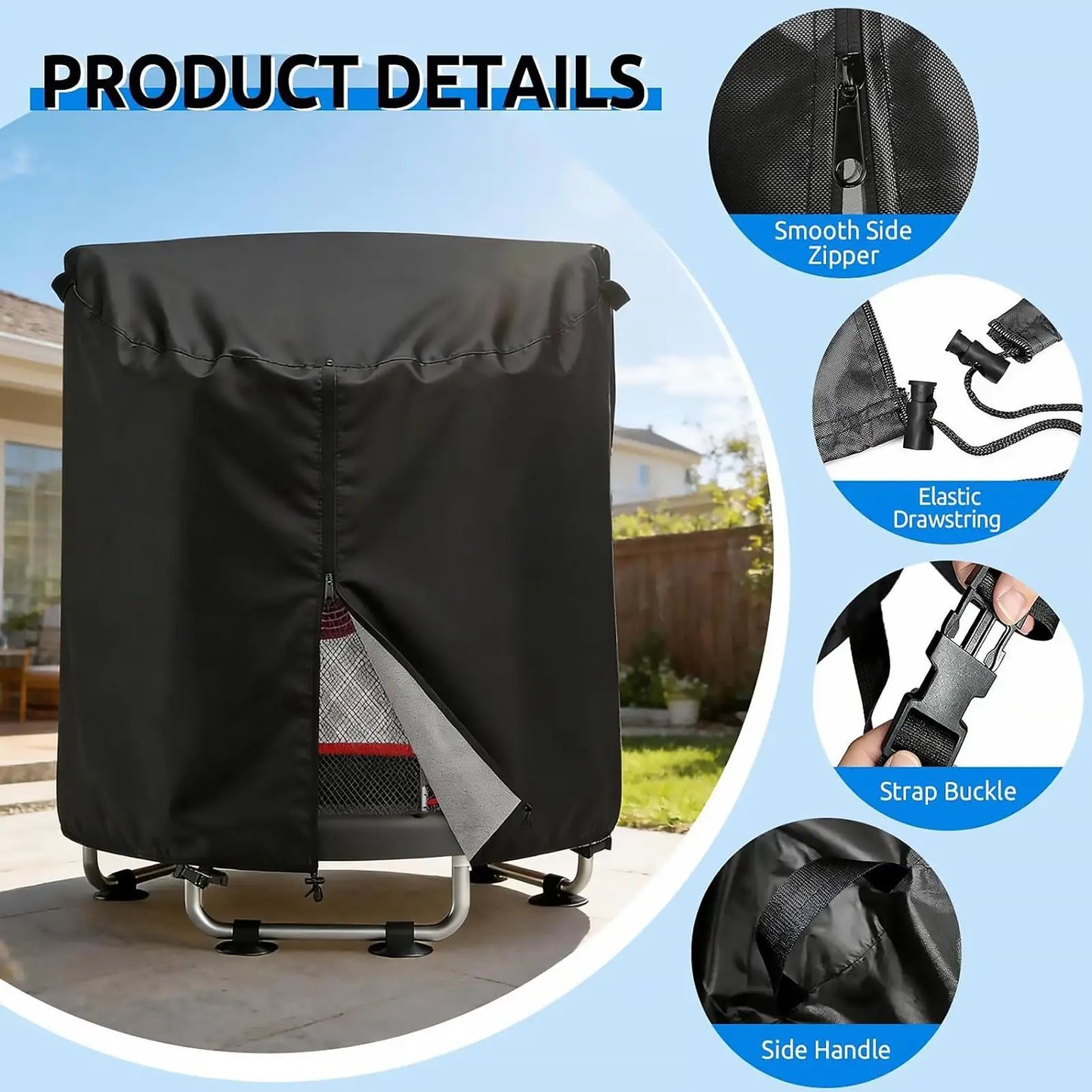 UPF 50+ Trampoline Top Cover | UV & Windproof Sunshade Awning