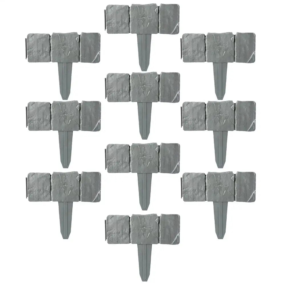 10-Piece Artificial Stone Block Garden Edging | Weatherproof