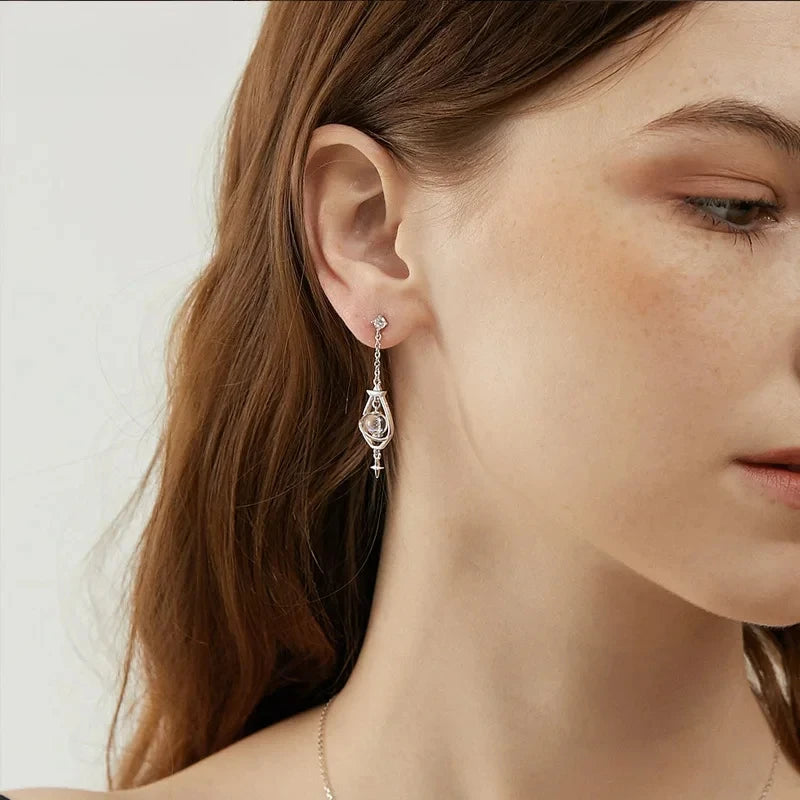Fashionable Versatile Streling Silver Earrings Asymmetrical Fashion Earrings Retro Style Trending Engagement Party Fine Jewelry Peaceful Pleasures Health and Wellness