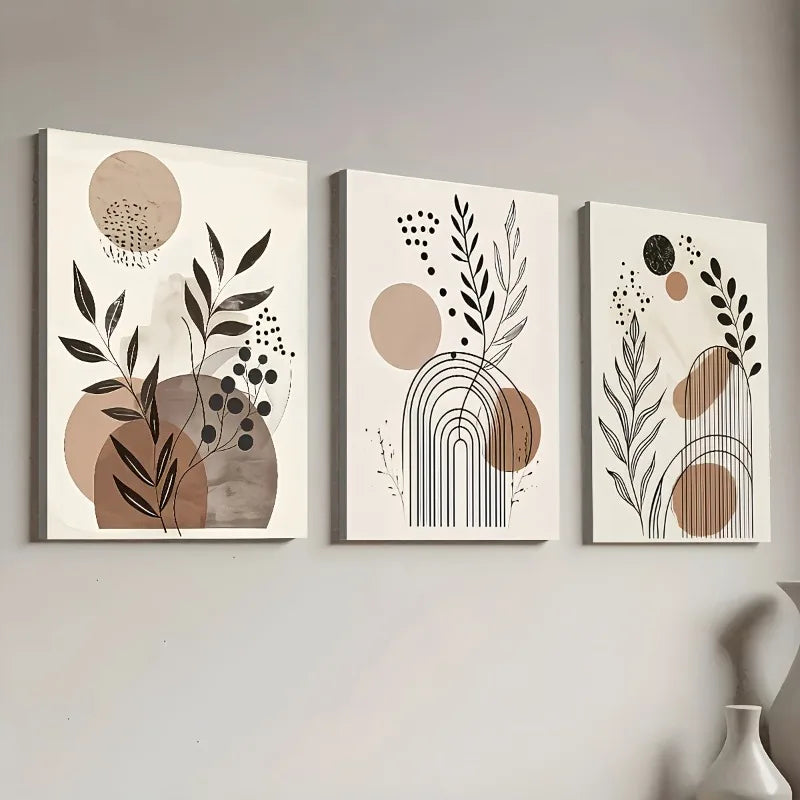 3-Piece Bohemian Abstract Canvas Wall Art Set | Unframed Prints Canvas Wall Art Set Peaceful Pleasures Health and Wellness
