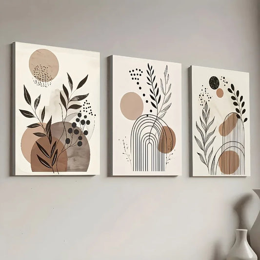3-Piece Bohemian Abstract Canvas Wall Art Set | Unframed Prints Canvas Wall Art Set Peaceful Pleasures Health and Wellness