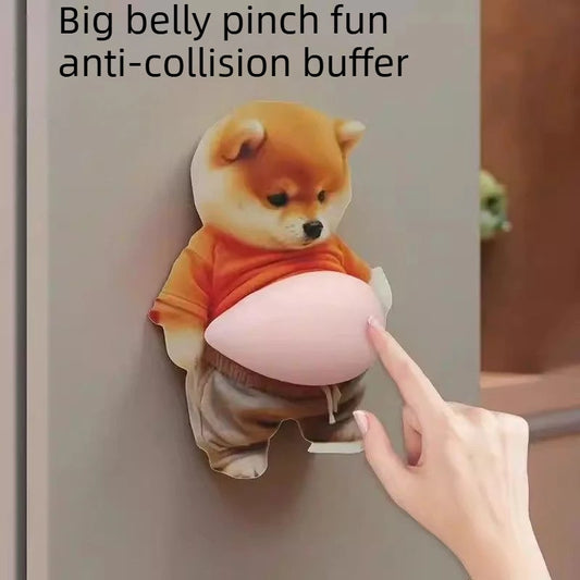 Squeezable Big Belly Corgi Silicone Anti Collision Sticker Creative Adorable Stress Relief Fridge Decal for Car and Home Decor Peaceful Pleasures Health and Wellness