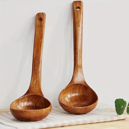 Solid Wood Cooking Spoon & Soup Ladle | Non-Stick Safe Kitchen Wooden Kitchen Utensil Oasis Select
