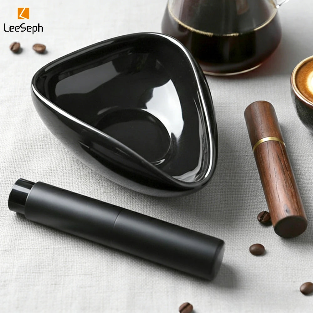 Leeseph Coffee Bean Dosing Cup, Spray Bottle, Coffee Stirrer Set, Ceramic Dosing Vessel Tray Kit, Coffee Lover Gift Peaceful Pleasures Health and Wellness