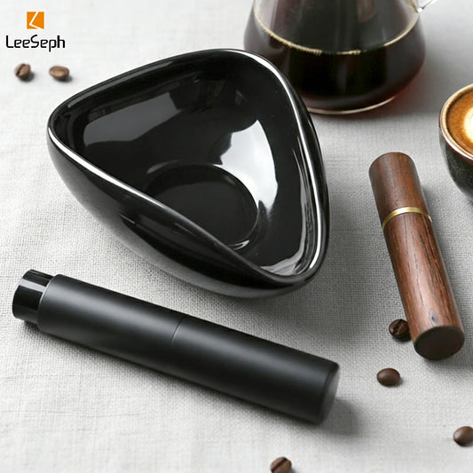 Leeseph Coffee Bean Dosing Cup, Spray Bottle, Coffee Stirrer Set, Ceramic Dosing Vessel Tray Kit, Coffee Lover Gift Peaceful Pleasures Health and Wellness