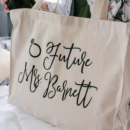 Personalized Future Mrs Tote Bag | Bridal Bachelorette Gift Personalized Tote Bag Peaceful Pleasures Health and Wellness