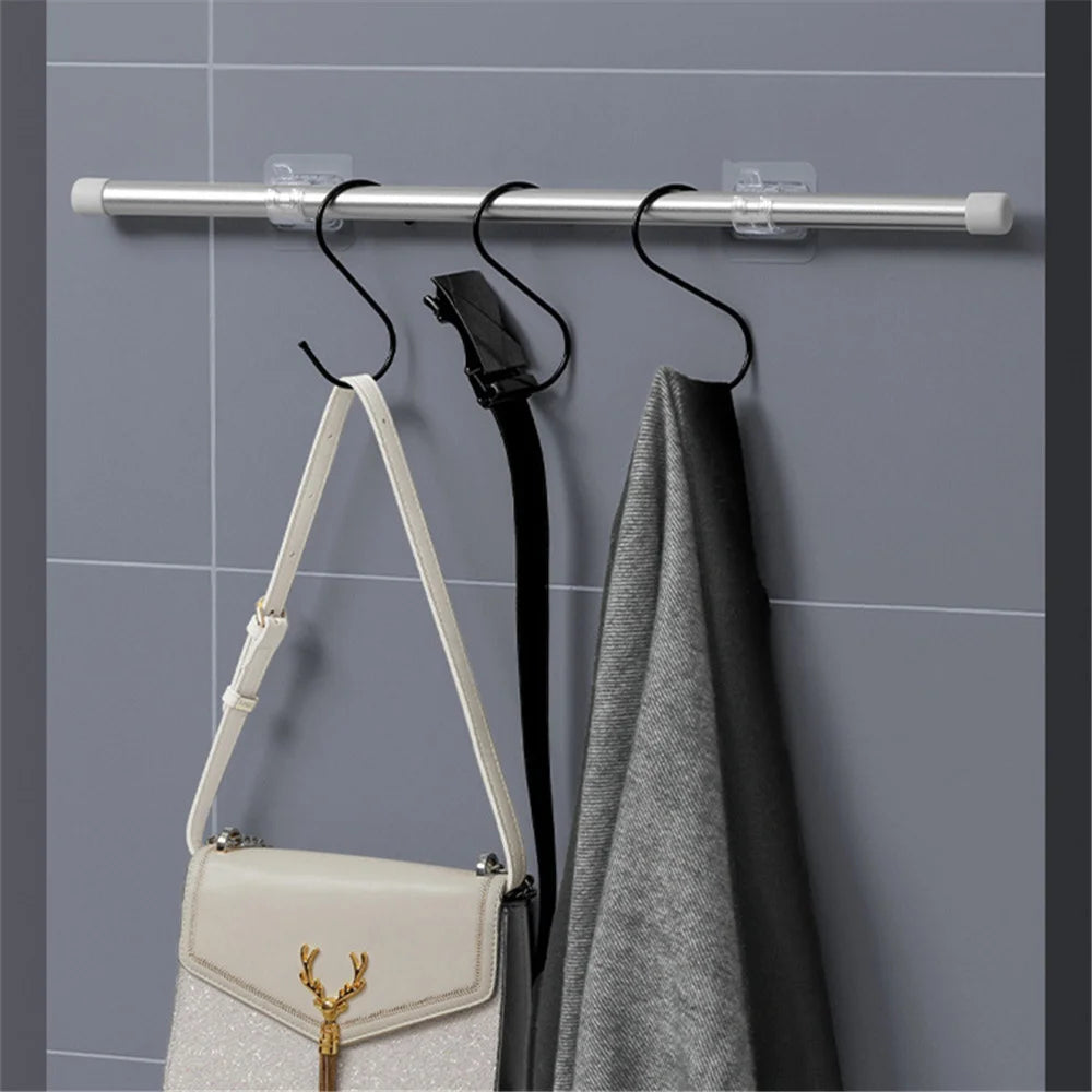 Self-Adhesive Curtain Rod Clip Hooks | No-Drill Wall Holder Set