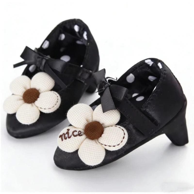 Spring and Autumn Girl Baby Anti slip Children's Shoes Girl Baby Beautiful Bow High Heels Girl Baby High Heels Peaceful Pleasures Health and Wellness C-190BLACK 9CM ( FIT0-6M ) 0-6 Months