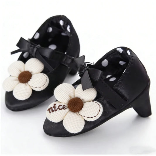 Spring and Autumn Girl Baby Anti slip Children's Shoes Girl Baby Beautiful Bow High Heels Girl Baby High Heels Peaceful Pleasures Health and Wellness C-190BLACK 9CM ( FIT0-6M ) 0-6 Months