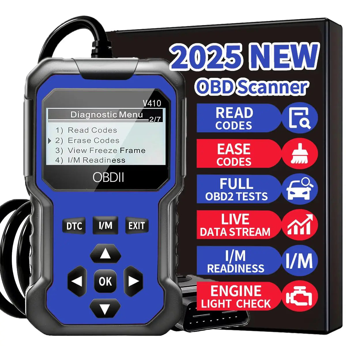 Universal OBD2 Scanner – Engine Fault Code Reader (1996+) Peaceful Pleasures Health and Wellness Blue