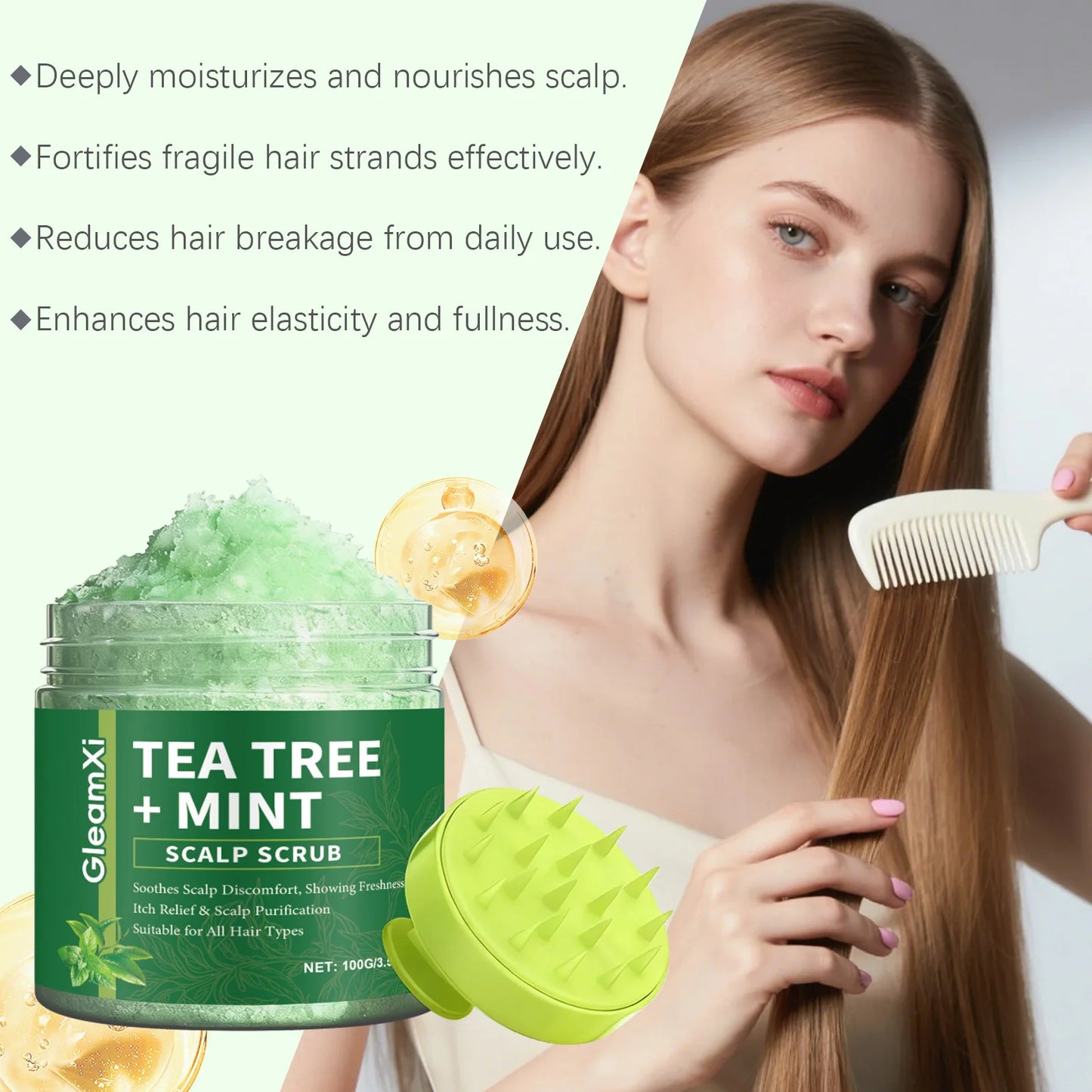 Gleamxi Tea Tree Scalp Scrub – Anti-Dandruff Shampoo 100g