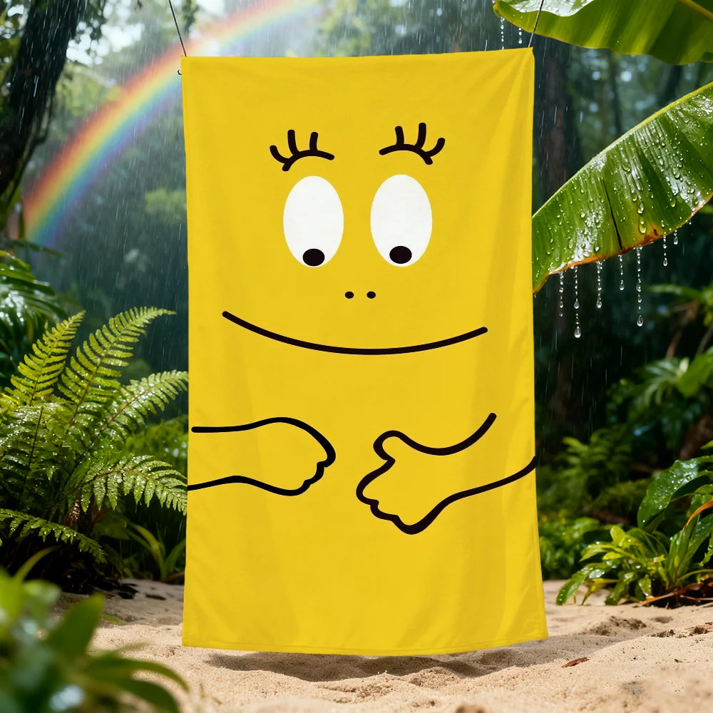 Barbapapa Cartoon Quick-Dry Beach Towel | Soft Pool Travel Towel