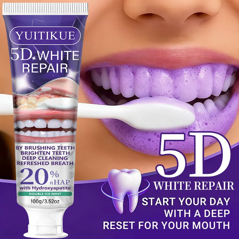 5D White Repair Toothpaste 100g | 20% Hydroxyapatite Whitening Whitening Toothpaste Peaceful Pleasures Health and Wellness