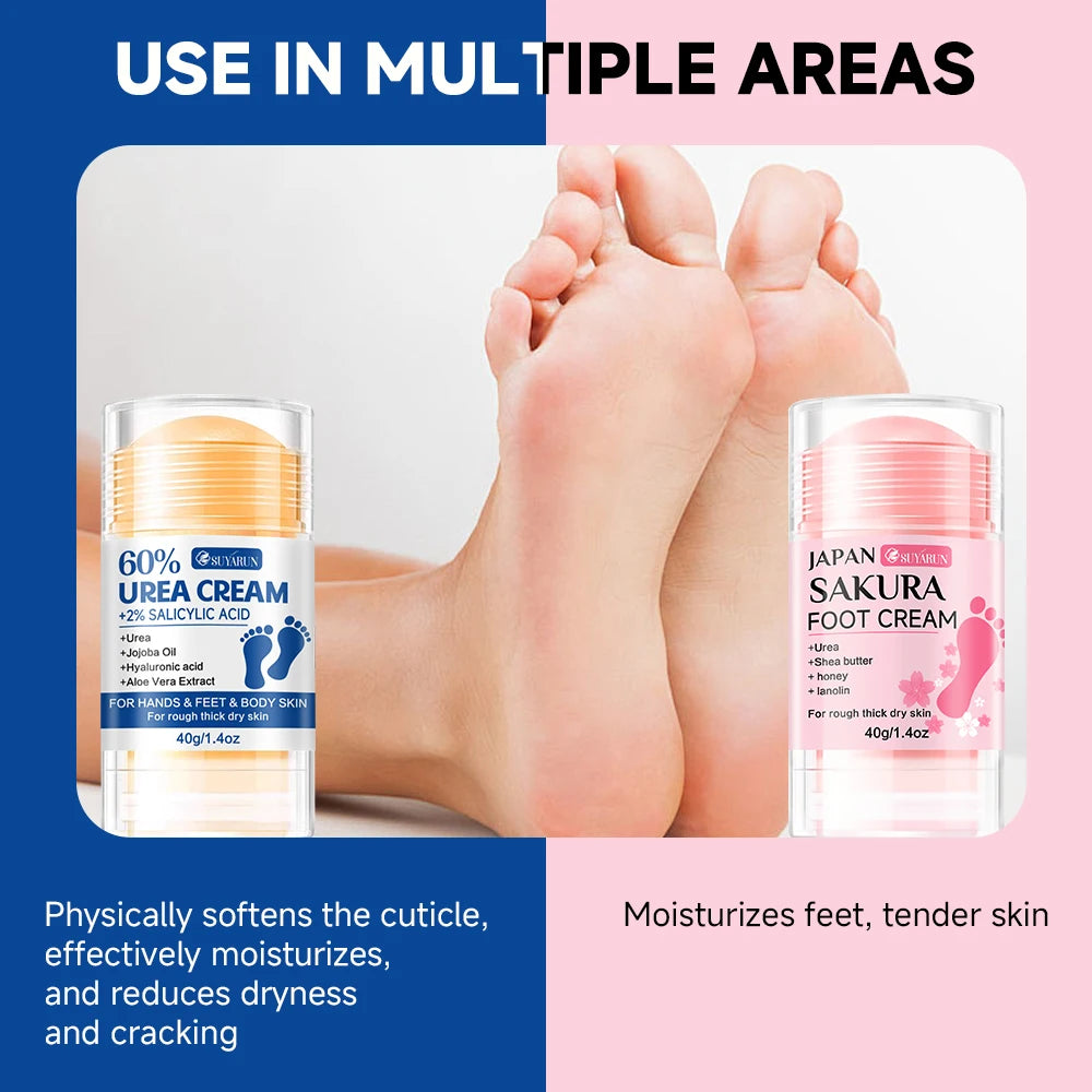 SUYARUN 60% Urea Foot Cream Stick - Moisturizing & Exfoliating, Cracked Heel Repair, Deep Hydration for Dry Feet, Long protect. Peaceful Pleasures Health and Wellness