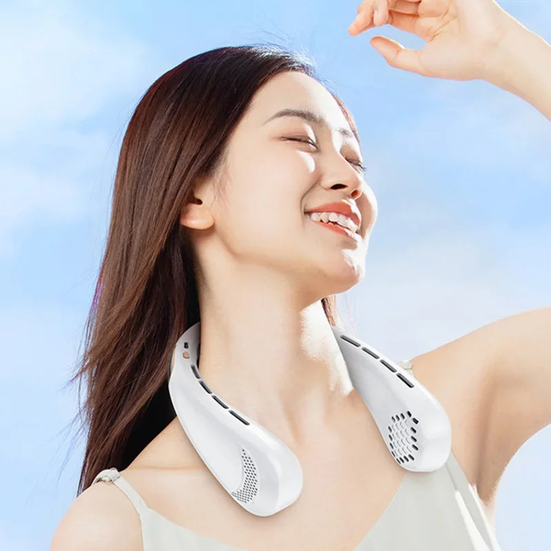 Hanging Neck Bladeless Fan 720° Multi Angle Adjustable Portable Usb Charging Fan Ice Ceramic Cooling Chip Mini Fan Peaceful Pleasures Health and Wellness