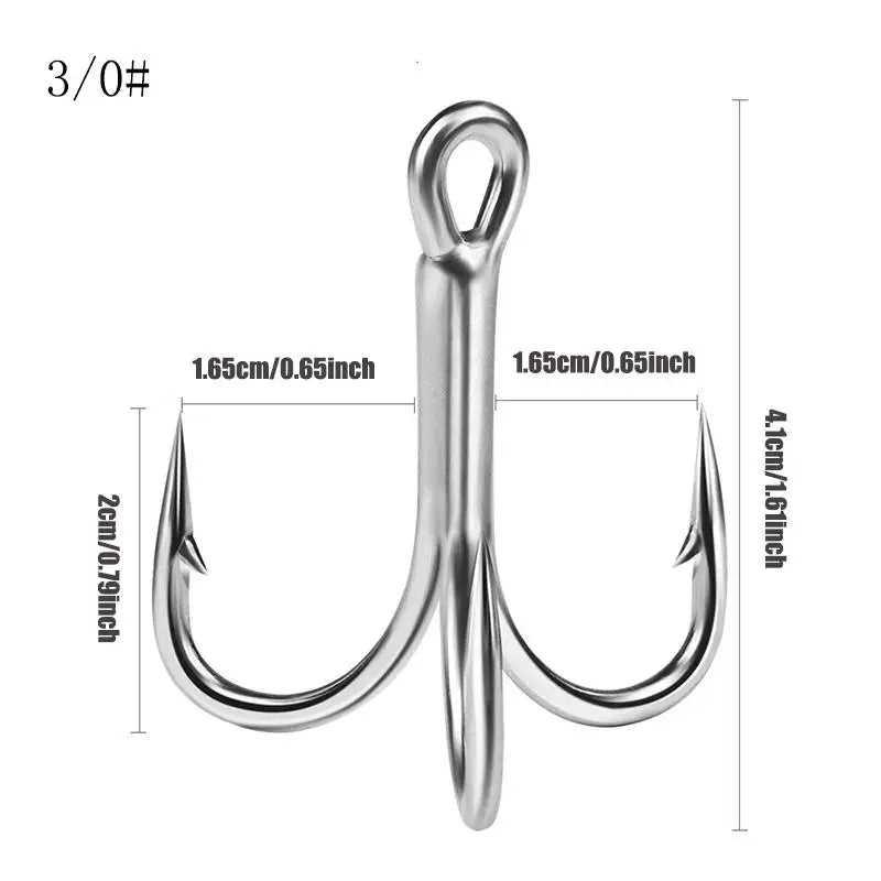 Triple Hook Fishing Hooks, 4x Strengthened Silver Color Rust-Resistant Triple Claw Hooks, Long Cast Lure Fishhooks, 10pcs Per Bo Peaceful Pleasures Health and Wellness 30