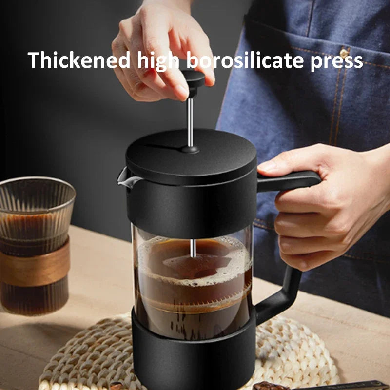 350/600/1000ML French Press Coffee Maker Pot Thickened Borosilicate Glass French Press Coffee Maker Multifunction Hand Punch Pot Peaceful Pleasures Health and Wellness