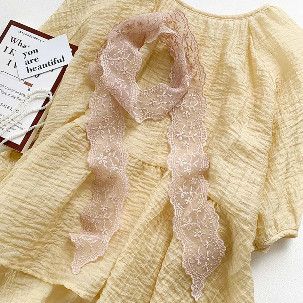 Women's Soft Lace Hair Ribbon Headband & Neck Scarf | Floral