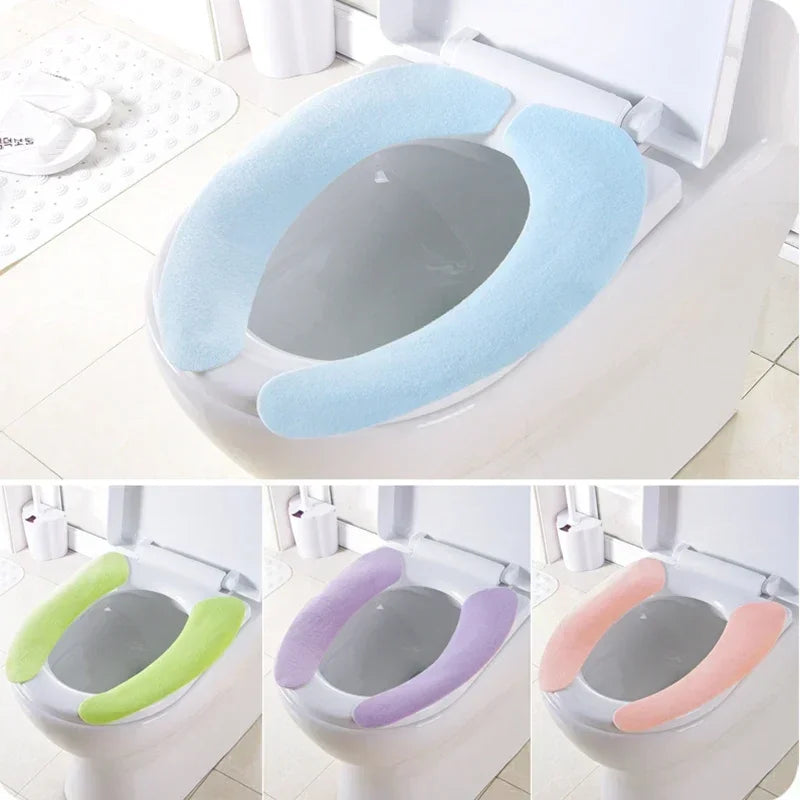 Soft Flannel Toilet Seat Cover Stickers – Washable 1 Pair