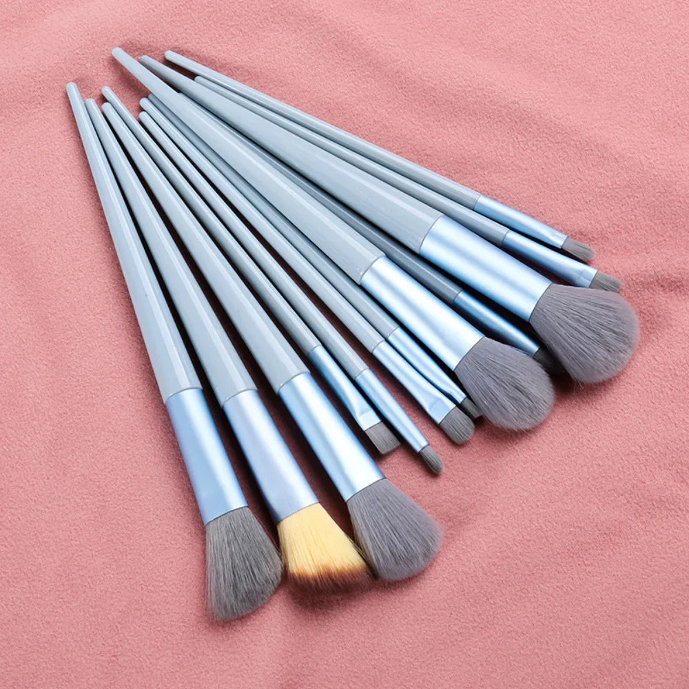 13Pcs Makeup Brush Set Make Up Concealer Brush Blush Powder Brush Eye Shadow Highlighter Foundation Brush Cosmetic Beauty Tools Peaceful Pleasures Health and Wellness C505-Blue no bag