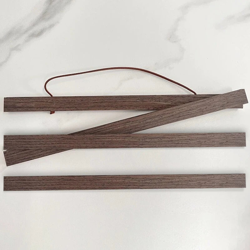 21-90cm Solid Teak Wood Magnetic Poster Hangers Photo Frame Scroll Canvas Paintings Frames for Picture DIY Wall Art Home Decor Peaceful Pleasures Health and Wellness CXK-Black Oak Wood 30cm