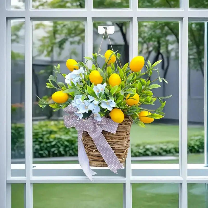 Lemon Flower Basket Wreath – Spring Porch & Door Décor