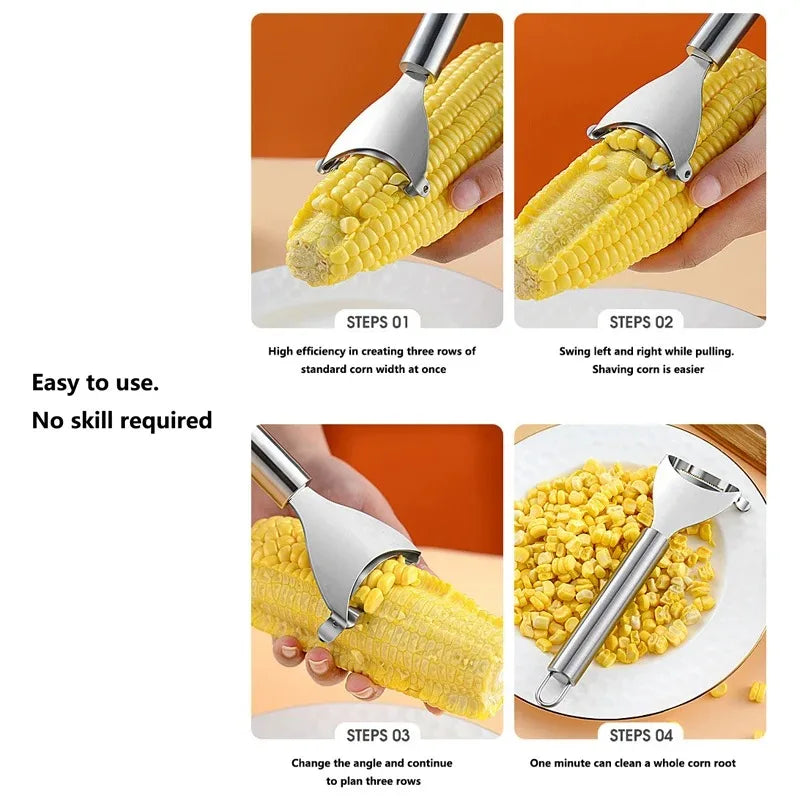 Stainless Steel Corn Stripper & Peeler – Ergonomic Corn Kernel Remover Tool