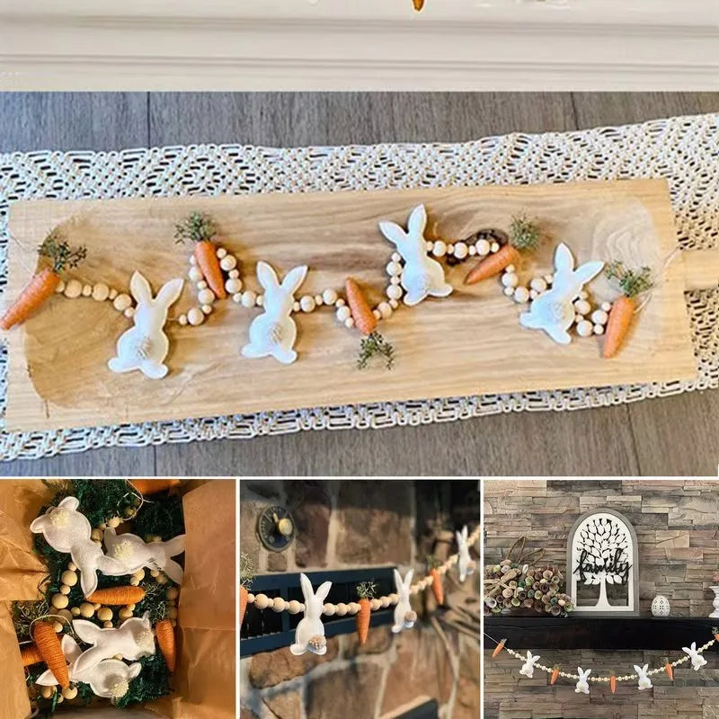 Easter Bunny & Carrot Garland – Spring Door Fireplace Banner