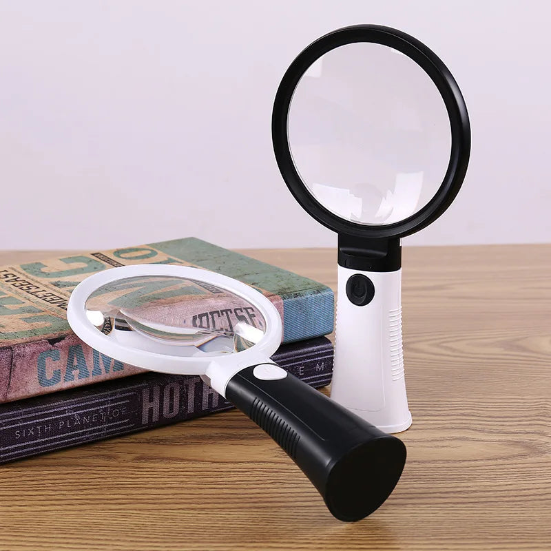 Equipped with 12 Led Lights for Heating and Cooling, 10X and 30X High-Definition Large Mirror Magnifying Glass Peaceful Pleasures Health and Wellness