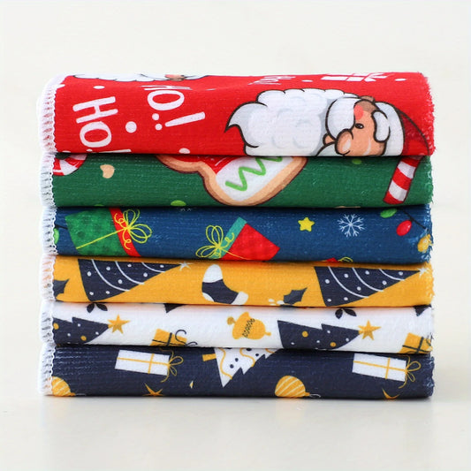 Christmas Tree Hook Kitchen Towel Set Christmas Cartoon Dish Towels Set Christmas Gifts Kitchen Towels with Santa Holiday Theme Peaceful Pleasures Health and Wellness