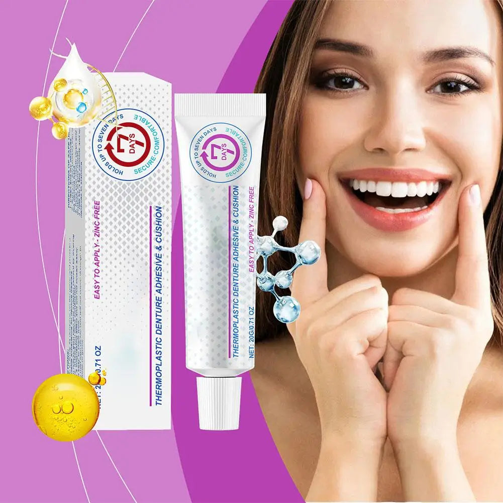 Denture Fix Adhesive Cream | Strong Hold, Portable 20g Denture Adhesive Cream Peaceful Pleasures Health and Wellness